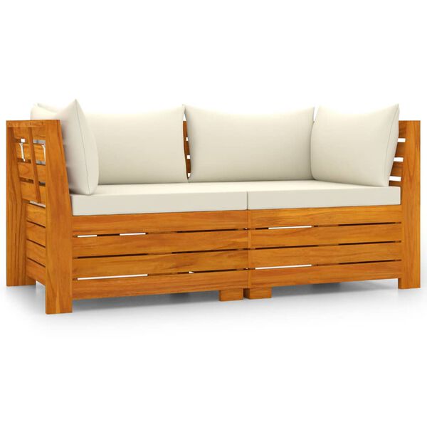 vidaXL Garden Sofa Cream white cushions, Acacia wood frame Solid Acacia wood