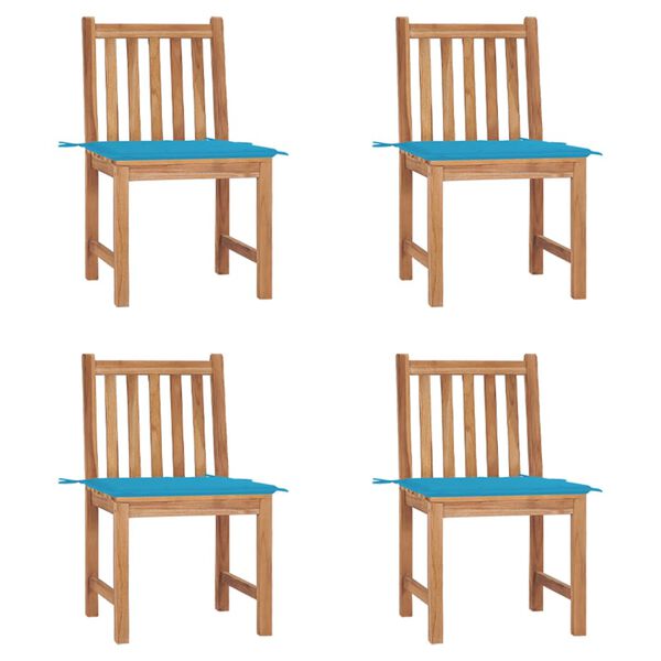 vidaXL Patio Chairs 4 pcs with Cushions Solid Teak Wood