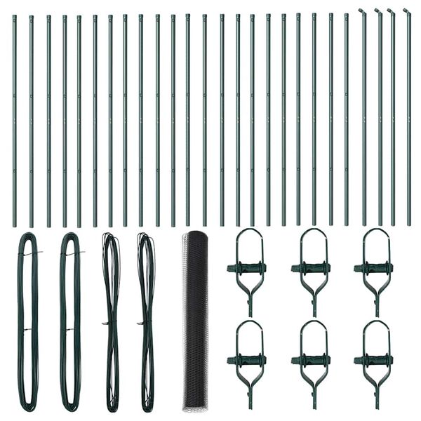 vidaXL Fence with Posts Gray 39.4" x 1968.5" PVC-coated steel