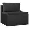 vidaXL Garden Lounge Set Black Powder-coated steel, PE rattan Large