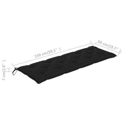 vidaXL Garden Bench Cushion Black 59.1"x19.7"x2.8" Fabric