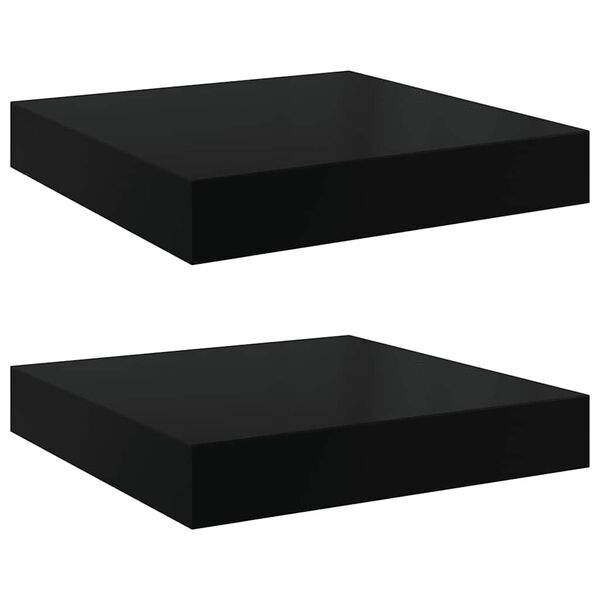 vidaXL Wall Shelf Set of 2 High gloss black Honeycomb MDF, metal