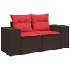 vidaXL 7 Piece Patio Sofa Set with Cushions Brown Poly Rattan