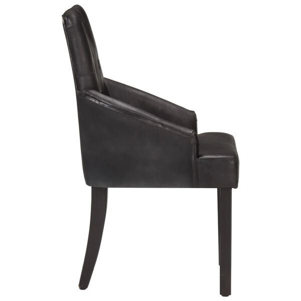 vidaXL Chair Set of 2 Black Real goat leather, Acacia wood Standard