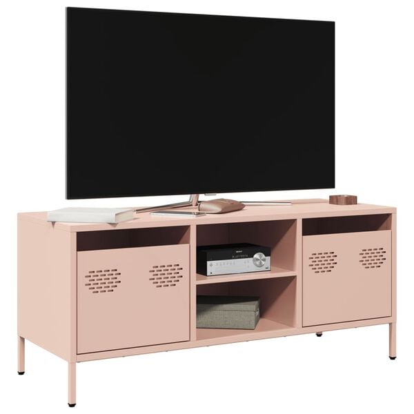 vidaXL TV Cabinet Pink Cold-rolled steel Adjustable Feet TV Cabinet