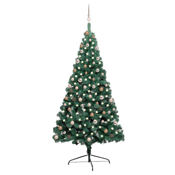 vidaXL Artificial Half Pre-lit Christmas Tree with Ball Set Green 82.7"