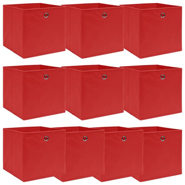 vidaXL Storage Boxes 10 pcs Red 12.6"x12.6"x12.6" Fabric