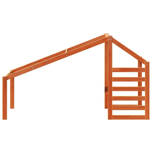 vidaXL Kid's Bed Roof Wax brown Solid pine wood 74 x 38 x 44.5 in