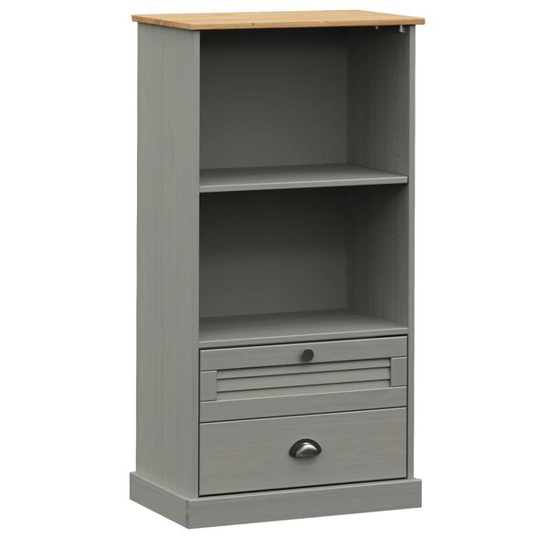 vidaXL Bookcase Grey Solid pine wood Tall Bookcase Rectangular