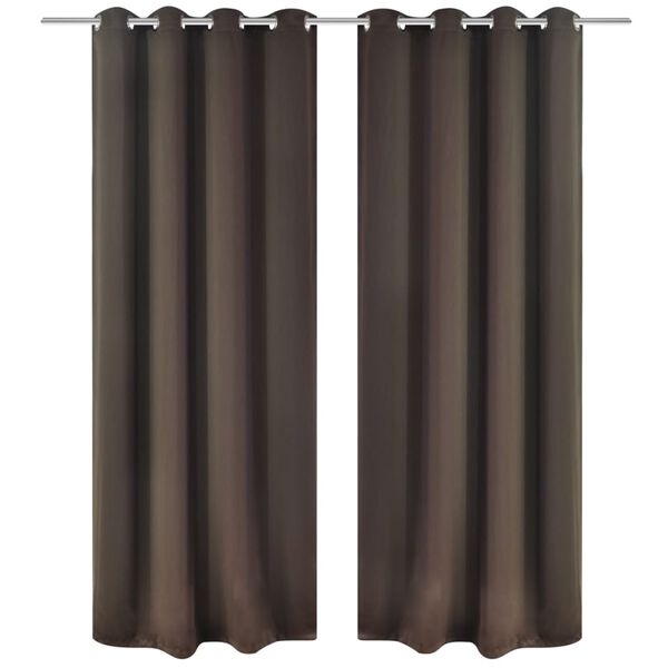 vidaXL Blackout Curtains 2 pcs with Metal Eyelets 53.1x68.9" Brown