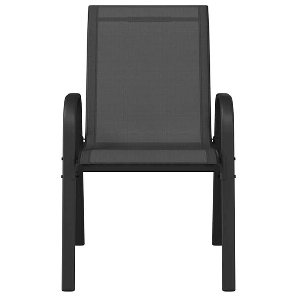 vidaXL Stackable Garden Chair Set of 2 Black Powder-coated steel Medium