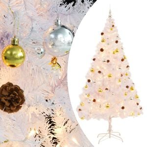 vidaXL Christmas Tree White, Gold, Silver PVC, Steel 7ft