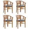 vidaXL Patio Dining Set Set of 4 Teak, Dark Gray Solid Teak Wood