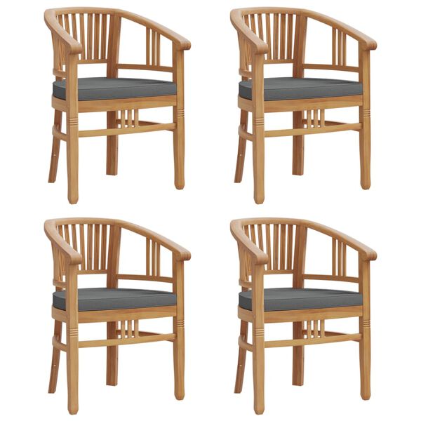 vidaXL Patio Dining Set Set of 4 Teak, Dark Gray Solid Teak Wood