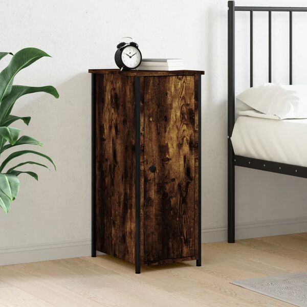 vidaXL Bedside Cabinet Smoked oak Engineered wood, Iron