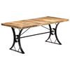 vidaXL Dining Table Brown, Black Solid Mango Wood, Steel 70.9 x 35.4 in