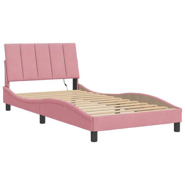vidaXL Bed Frame Pink Velvet Twin Colorful Bed Frame Rectangular