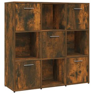 vidaXL Book Cabinet Smoked Oak Engineered Wood 35.4 in x 11.8 in x 35.4 in