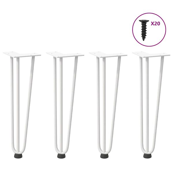 vidaXL Hairpin Table Leg White Solid powder-coated steel Adjustable Feet