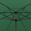 vidaXL Garden Parasol with LED Lights and Metal Pole 157.5" Green