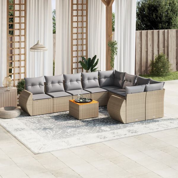 vidaXL Garden Sofa Set Beige and light grey