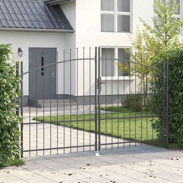 vidaXL Garden Gate with Lock Gray 175 x 300 cm Steel
