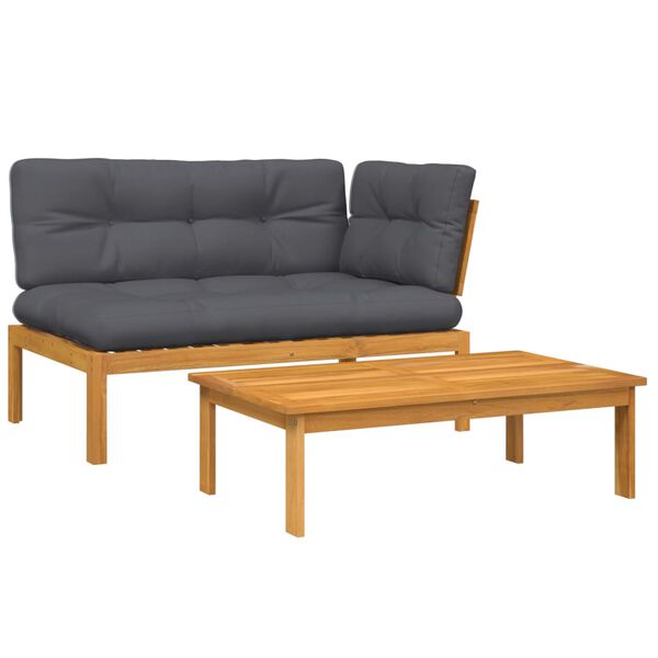 vidaXL Pallet Sofa Set Anthracite and natural wood