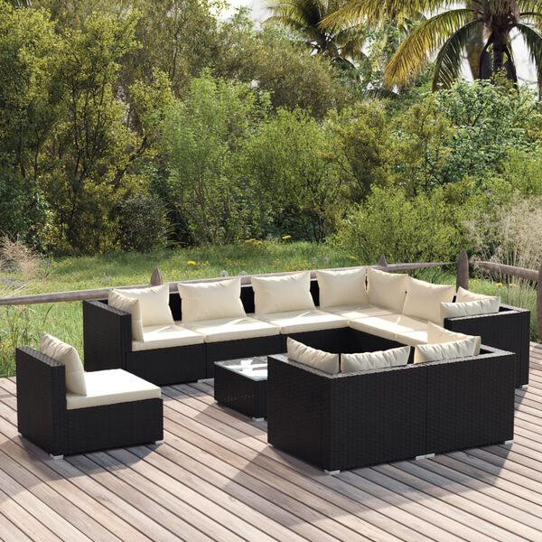vidaXL Garden Lounge Set Black