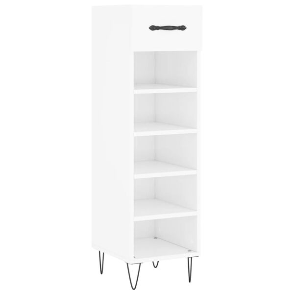 vidaXL Shoe Cabinet High gloss white Engineered wood, iron, aluminum alloy