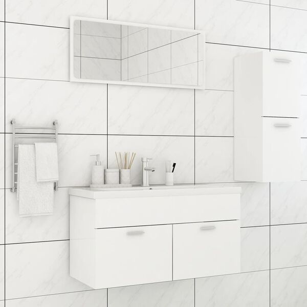 vidaXL Bathroom Furniture Set White Engineered wood, acrylic S