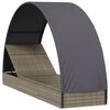 vidaXL Sunbed with Round Roof Grey 83.1x22.4x55.1" Poly Rattan