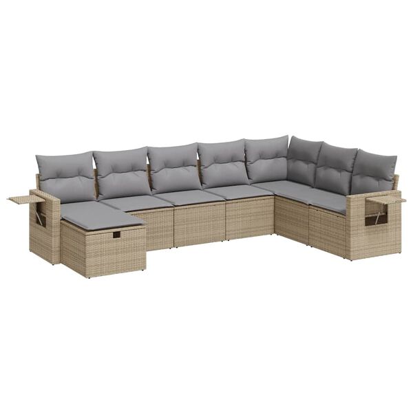 vidaXL Garden Sofa Set Beige PE Rattan L-shaped Modular