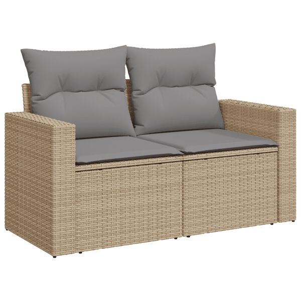vidaXL Garden Sofa Set Beige, Light Grey PE Rattan Medium Modular