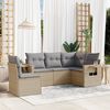 vidaXL Garden Sofa Set Beige PE rattan 5 Piece Set Adjustable Armrests