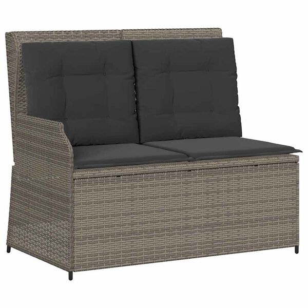 vidaXL Garden Lounge Set Grey PE rattan Standard Adjustable Armrests