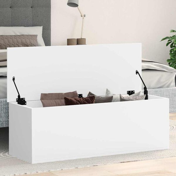 vidaXL Storage Box White Engineered Wood 40.2 x 13.8 x 13.8 in
