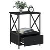 vidaXL Bedside Table Set of 2 Black Engineered wood, iron Bedside Table