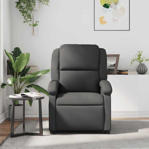 vidaXL Recliner Chair Grey Real leather, metal, plywood Single
