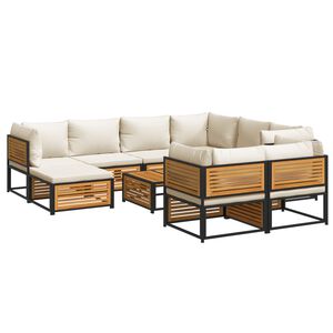vidaXL Garden Sofa Set Cream white Solid acacia wood, Powder-coated steel