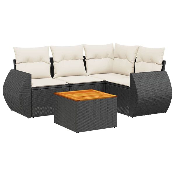 vidaXL Garden Sofa Set Black, Cream White