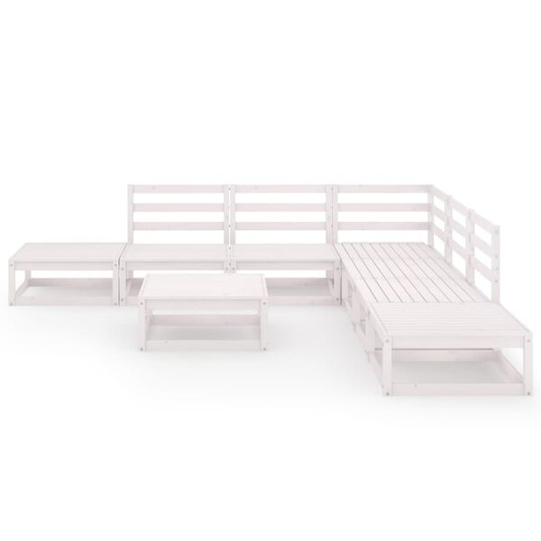 vidaXL Garden Lounge Set White Solid Pine Wood Modular Garden Lounge Set