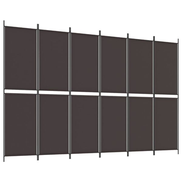 vidaXL 6-Panel Room Divider Brown 118.1"x78.7" Fabric