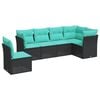 vidaXL 6 Piece Patio Sofa Set with Cushions Black Poly Rattan