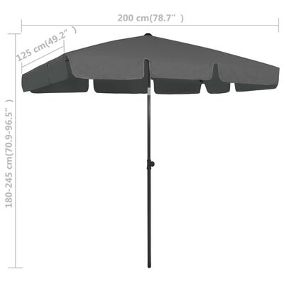 vidaXL Beach Umbrella Anthracite 78.7"x49.2"