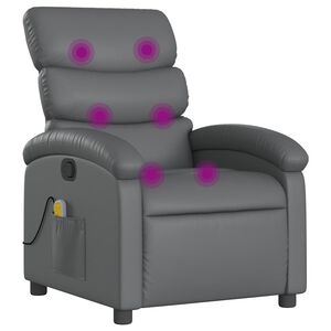vidaXL Massage Recliner Chair Grey Faux leather Standard