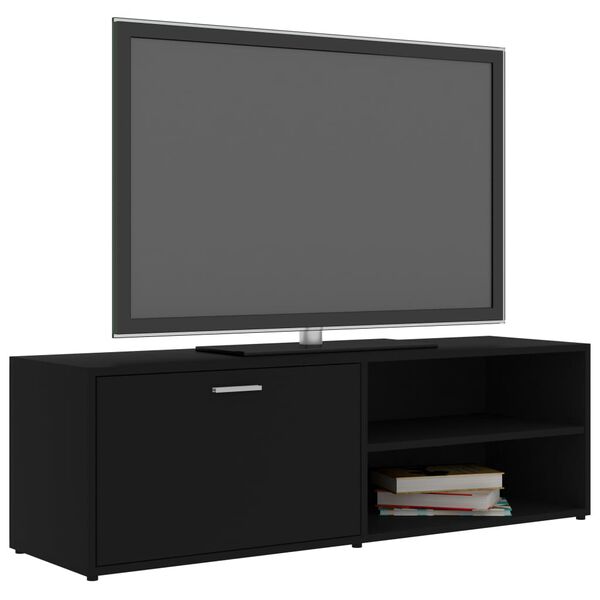 vidaXL TV Cabinet Black Engineered Wood TV Cabinet Rectangular Modern
