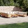 vidaXL Garden Sofa Set Cream white cushions with natural wood frame