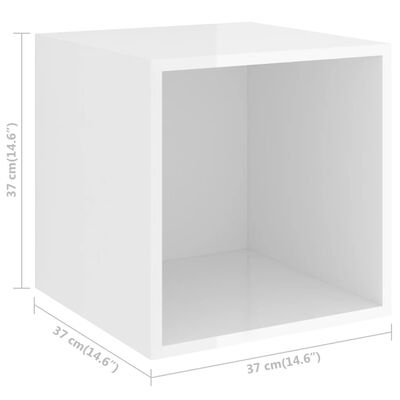 vidaXL Wall Cabinets 2 pcs High Gloss White 14.6"x14.6"x14.6" Chipboard