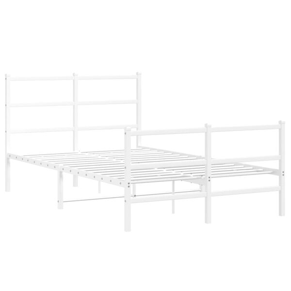 vidaXL Bed Frame White Powder-Coated Steel 47.2 x 78.7 in Bed Frame