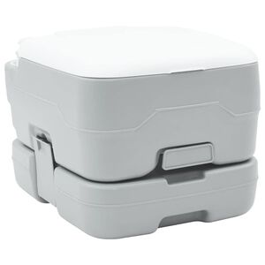 vidaXL Camping Toilet Manual Grey and White 16.34 x 14.37 x 11.81 in
